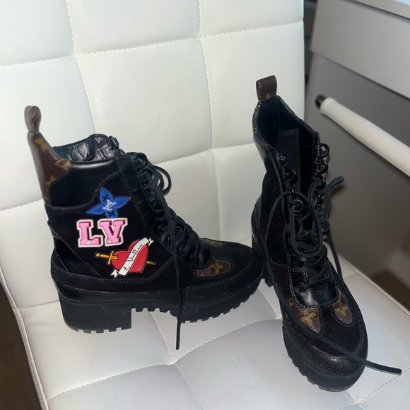 Authentic Louis Vuitton Suede Mid-Calf Combat Boots - Picture 5 of 5